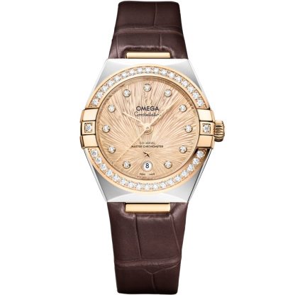 Omega Constellation 29 mm, acier - or Moonshine™ sur alligator 131.28.29.20.58.001