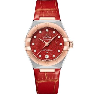 Omega Constellation 29 mm, acier - or « Sedna™ » sur bracelet en cuir 131.23.29.20.99.002