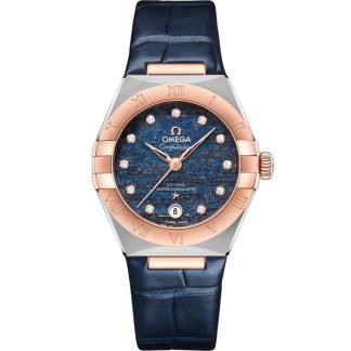 Omega Constellation 29 mm, acier - or « Sedna™ » sur bracelet en cuir 131.23.29.20.99.003