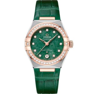 Omega Constellation 29 mm, acier - or « Sedna™ » sur bracelet en cuir 131.28.29.20.99.001