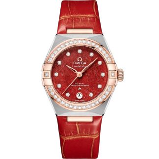 Omega Constellation 29 mm, acier - or « Sedna™ » sur bracelet en cuir 131.28.29.20.99.002