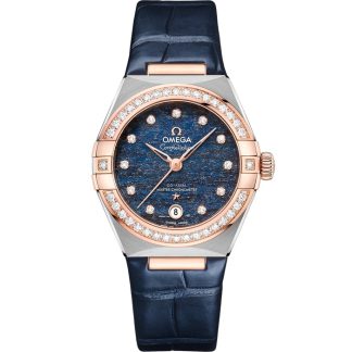 Omega Constellation 29 mm, acier - or « Sedna™ » sur bracelet en cuir 131.28.29.20.99.003