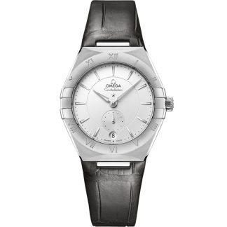 Omega Constellation 34 mm, acier sur bracelet en cuir 131.13.34.20.02.001