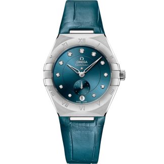 Omega Constellation 34 mm, acier sur bracelet en cuir 131.13.34.20.53.001