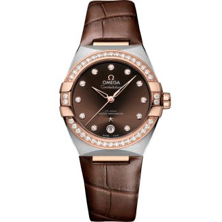 Omega Constellation 36 mm, acier - or « Sedna™ » sur bracelet en cuir 131.28.36.20.63.001