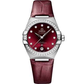 Omega Constellation 36 mm, acier sur bracelet en cuir 131.18.36.20.61.001