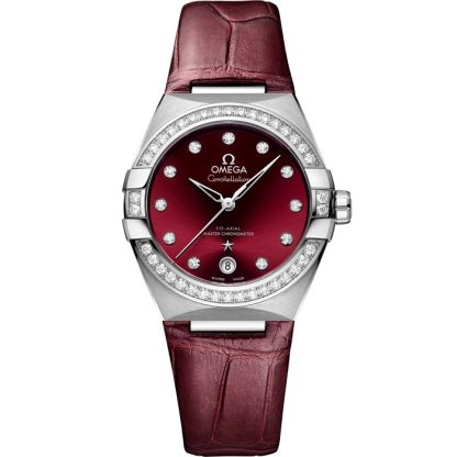 Omega Constellation 36 mm, acier sur bracelet en cuir 131.18.36.20.61.001