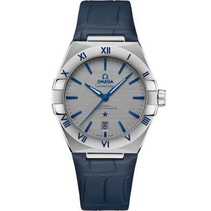 Omega Constellation 39 mm, acier sur bracelet en cuir 131.13.39.20.06.002