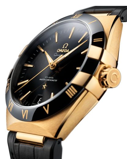 Omega Constellation 41 mm, or jaune sur bracelet en cuir 131.63.41.21.01.001 – Image 3