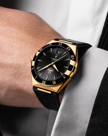 Omega Constellation 41 mm, or jaune sur bracelet en cuir 131.63.41.21.01.001 – Image 4