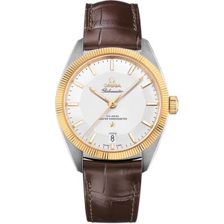 Omega Constellation Globemaster 39 mm, acier - or jaune sur bracelet en cuir 130.23.39.21.02.001