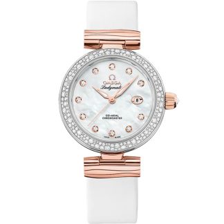 Omega De Ville Ladymatic 34 mm, acier - or « Sedna™ » sur bracelet en cuir 425.27.34.20.55.004