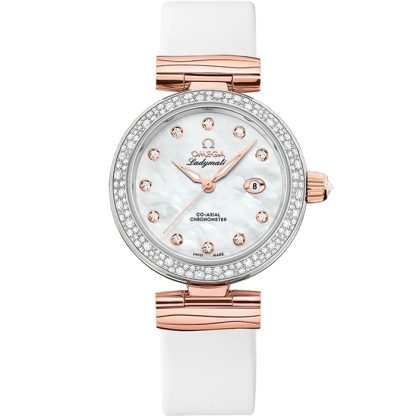 Omega De Ville Ladymatic 34 mm, acier - or « Sedna™ » sur bracelet en cuir 425.27.34.20.55.004