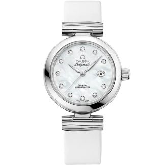 Omega De Ville Ladymatic 34 mm, acier sur bracelet en cuir 425.32.34.20.55.002
