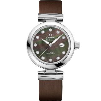 Omega De Ville Ladymatic 34 mm, acier sur bracelet en cuir 425.32.34.20.57.004