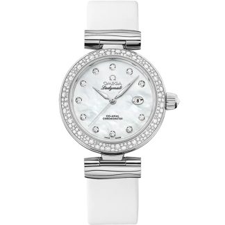 Omega De Ville Ladymatic 34 mm, acier sur bracelet en cuir 425.37.34.20.55.002