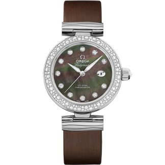 Omega De Ville Ladymatic 34 mm, acier sur bracelet en cuir 425.37.34.20.57.004