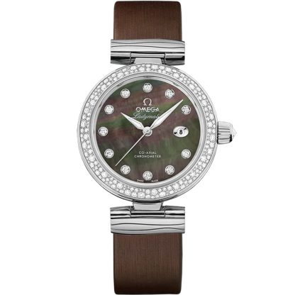 Omega De Ville Ladymatic 34 mm, acier sur bracelet en cuir 425.37.34.20.57.004