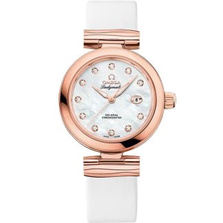 Omega De Ville Ladymatic 34 mm, or Sedna™ sur bracelet en cuir 425.62.34.20.55.004