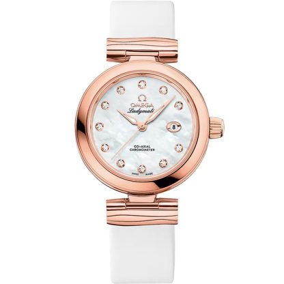 Omega De Ville Ladymatic 34 mm, or Sedna™ sur bracelet en cuir 425.62.34.20.55.004