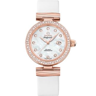 Omega De Ville Ladymatic 34 mm, or Sedna™ sur bracelet en cuir 425.67.34.20.55.008