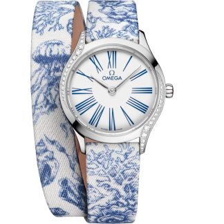 Omega De Ville Mini Trésor 26 mm, acier sur toile de jouy 428.17.26.60.04.001