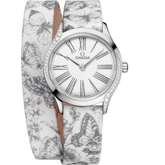 Omega De Ville Mini Trésor 26 mm, acier sur toile de jouy 428.17.26.60.04.002