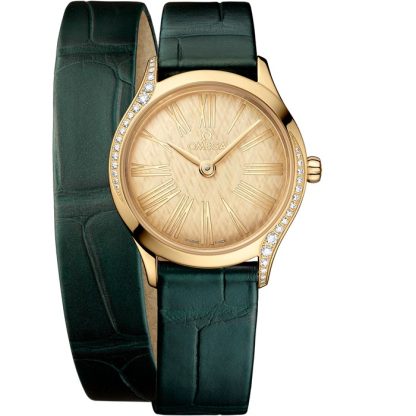 Omega De Ville Mini Trésor 26 mm, or Moonshine™ sur alligator 428.58.26.60.99.002