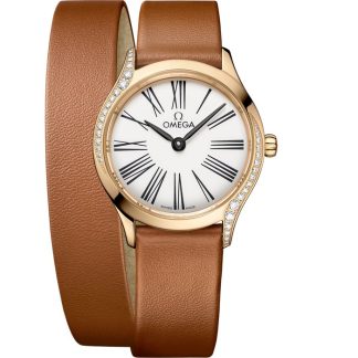 Omega De Ville Mini Trésor 26 mm, or Moonshine™ sur bracelet en cuir 428.57.26.60.04.005