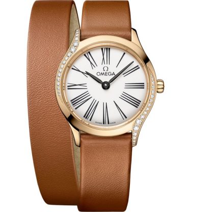 Omega De Ville Mini Trésor 26 mm, or Moonshine™ sur bracelet en cuir 428.57.26.60.04.005