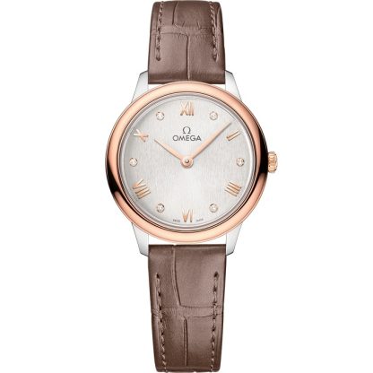 Omega De Ville Prestige 27,5 mm, acier - or « Sedna™ » sur bracelet en cuir 434.23.28.60.52.001
