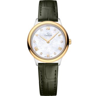 Omega De Ville Prestige 27,5 mm, acier - or jaune sur bracelet en cuir 434.23.28.60.55.001