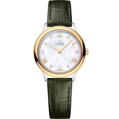 Omega De Ville Prestige 27,5 mm, acier - or jaune sur bracelet en cuir 434.23.28.60.55.001