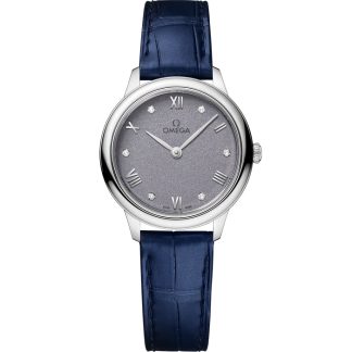 Omega De Ville Prestige 27,5 mm, acier sur bracelet en cuir 434.13.28.60.53.001
