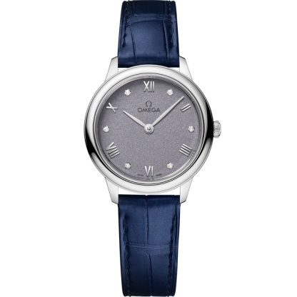 Omega De Ville Prestige 27,5 mm, acier sur bracelet en cuir 434.13.28.60.53.001