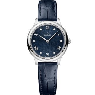 Omega De Ville Prestige 27,5 mm, acier sur bracelet en cuir 434.13.28.60.53.002