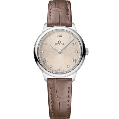 Omega De Ville Prestige 27,5 mm, acier sur bracelet en cuir 434.13.28.60.59.001