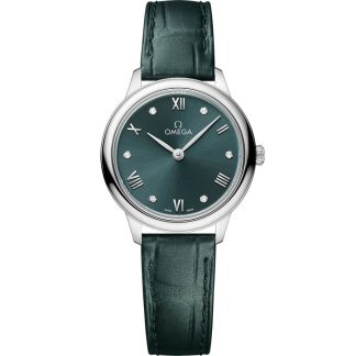 Omega De Ville Prestige 27,5 mm, acier sur bracelet en cuir 434.13.28.60.60.001