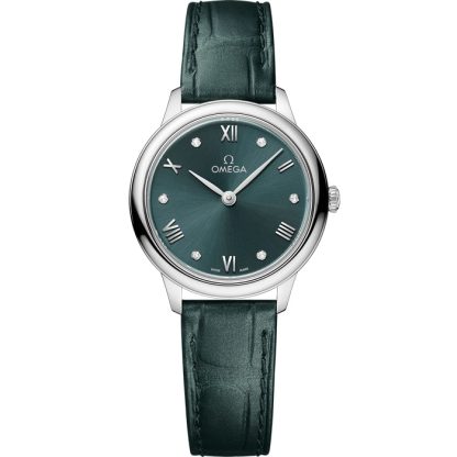 Omega De Ville Prestige 27,5 mm, acier sur bracelet en cuir 434.13.28.60.60.001