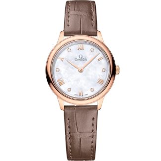 Omega De Ville Prestige 27,5 mm, or Sedna™ sur bracelet en cuir 434.53.28.60.55.001