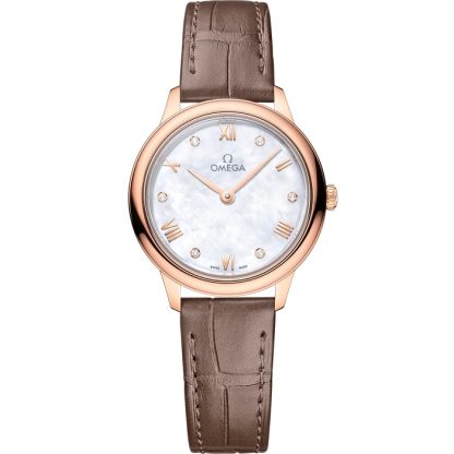 Omega De Ville Prestige 27,5 mm, or Sedna™ sur bracelet en cuir 434.53.28.60.55.001