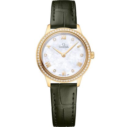 Omega De Ville Prestige 27,5 mm, or jaune sur bracelet en cuir 434.58.28.60.55.002