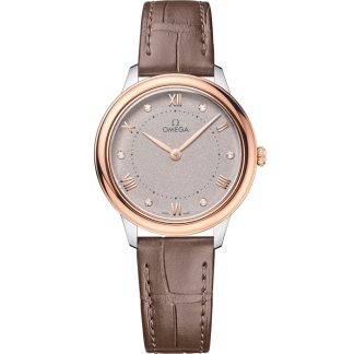 Omega De Ville Prestige 30 mm, acier - or « Sedna™ » sur bracelet en cuir 434.23.30.60.52.001