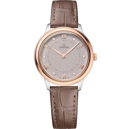 Omega De Ville Prestige 30 mm, acier - or « Sedna™ » sur bracelet en cuir 434.23.30.60.52.001
