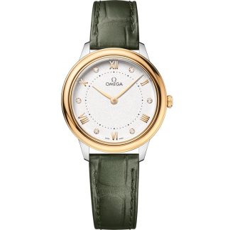 Omega De Ville Prestige 30 mm, acier - or jaune sur bracelet en cuir 434.23.30.60.52.002