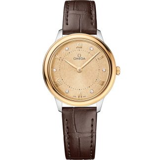 Omega De Ville Prestige 30 mm, acier - or jaune sur bracelet en cuir 434.23.30.60.58.001