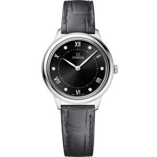 Omega De Ville Prestige 30 mm, acier sur bracelet en cuir 434.13.30.60.51.001