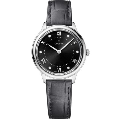 Omega De Ville Prestige 30 mm, acier sur bracelet en cuir 434.13.30.60.51.001