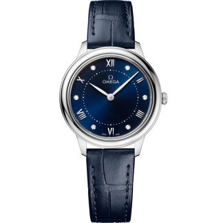 Omega De Ville Prestige 30 mm, acier sur bracelet en cuir 434.13.30.60.53.001