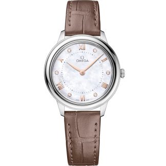 Omega De Ville Prestige 30 mm, acier sur bracelet en cuir 434.13.30.60.55.001